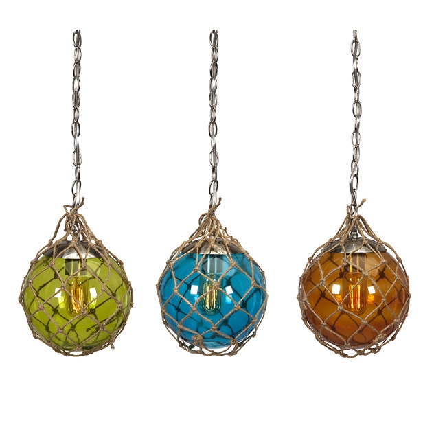 Thwaite Glass Pendant Lights with Jute Hanger - Ast 3
