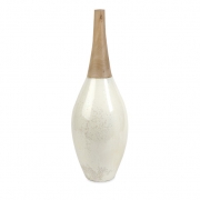 Portia Large Ceramic and Wood Vase
