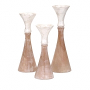 Laguna Capiz Shell / Wood Candleholder - Set 0f 3