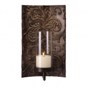 Galicia Embossed Metal and Glass Sconce