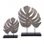 Silver Antiqued Leaves - Set of 2