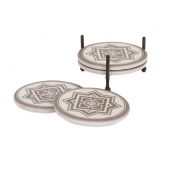 Beth Kushnick Crest Coasters with Caddy