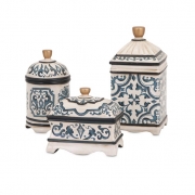 Beth Kushnick Hand-painted Ceramic Boxes - Set of 3