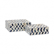 Essentials Marine Blue Bone Boxes - Set of 2
