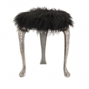 Nikki Chu Neely Black Fur Stool
