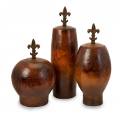 Mafalda Vases with Fleur-de-Lis Iron Lids - Set of 3