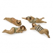 Bathing Beauties in Natural Wood - Set of 4