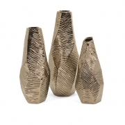 Metallic Bronze Geometric Vases - Set of 3