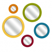 Emlyn Round Bright Color Wall Mirrors - Set of 5