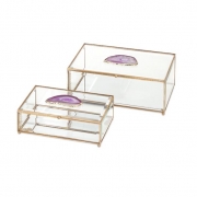 Maison Glass and Agate Boxes - Set of 2