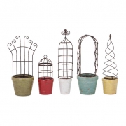 Covington Planters with Iron Trellis - Set of 5
