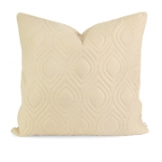 IK Kavita Beige Linen Quilted Pillow w/ Down Fill