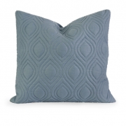 IK Kavita Blue Linen Quilted Pillow w/ Down Fill