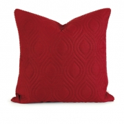 IK Kavita Red Linen Quilted Pillow w/ Down Fill
