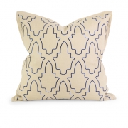 IK Eliso Light Blue Embroidered Linen Pillow w/ Down Fill