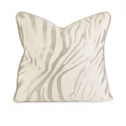 IK Bahari Taupe Embroidered Linen Pillow with Down Fill