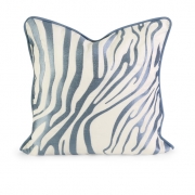 IK Bahari Light Blue Embroidered Linen Pillow with Down Fill