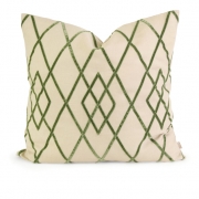 IK Ayaka Green Velvet on Linen Pillow with Down Fill