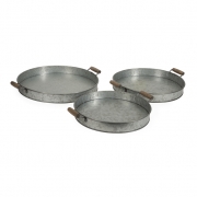 Galvanized Round Trays - Set of 3
