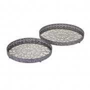 Myers Glass and Metal Trays- Set of 2