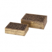 Mazie Carved Wood Boxes - Set of 2
