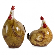 Brown and White Chickens - Set of 2