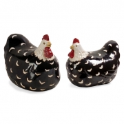 Black and White Chickens - Set of 2