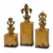 Canary Bottles with Finials - Set of 3