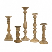 Mason Natural Wash Wood Candleholders - Set of 5