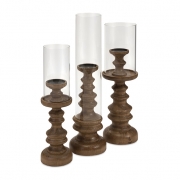 Bailey Wood Candleholders - Set of 3