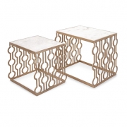 Marysia Gold Nesting Tables with Marble Top - Set of 2