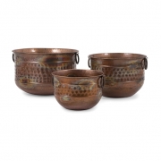 Sascha Burnished Copper Plated Planters - Set of 3