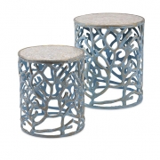 Coral Mother of Pearl Tables - Set of 2