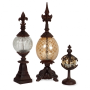 Glass and Metal Finials - Set of 3