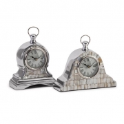 Aluminum Mother of Pearl Clocks - Set of 2