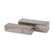 Haines Aluminum Mother of Pearl Boxes - Set of 2