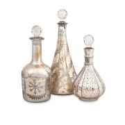 Audrey Etched Glass Decanters - Set of 3