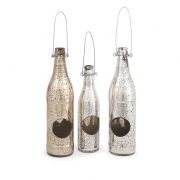 Paige Mercury Glass Candleholder Bottles - Set of 3