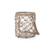 Luca Small Glass and Jute Lantern