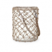 Luca Large Glass and Jute Lantern