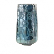 Piper Large Blue Etched Vase