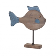Heidie Wood and Metal Fish on Stand
