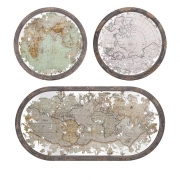 Mirrored Map Wall Décor - Set of 3