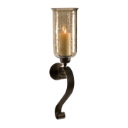 Medium Scroll Base Wall Sconce with Brown Luster Glass