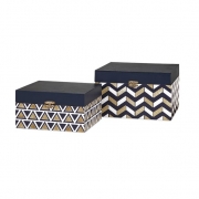 Nora Navy and Gold Boxes - Set of 2