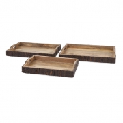 Nakato Wood Bark Serving Trays - Set of 3