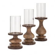 Nakato Wood Bark Candleholders - Set of 3