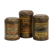 Addie Vintage Label Metal Canisters - Set of 3