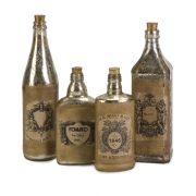 Vintage Bottles w/ Labels - Set of 4