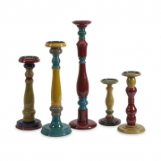 Jasper Wood Candleholders - Set of 5